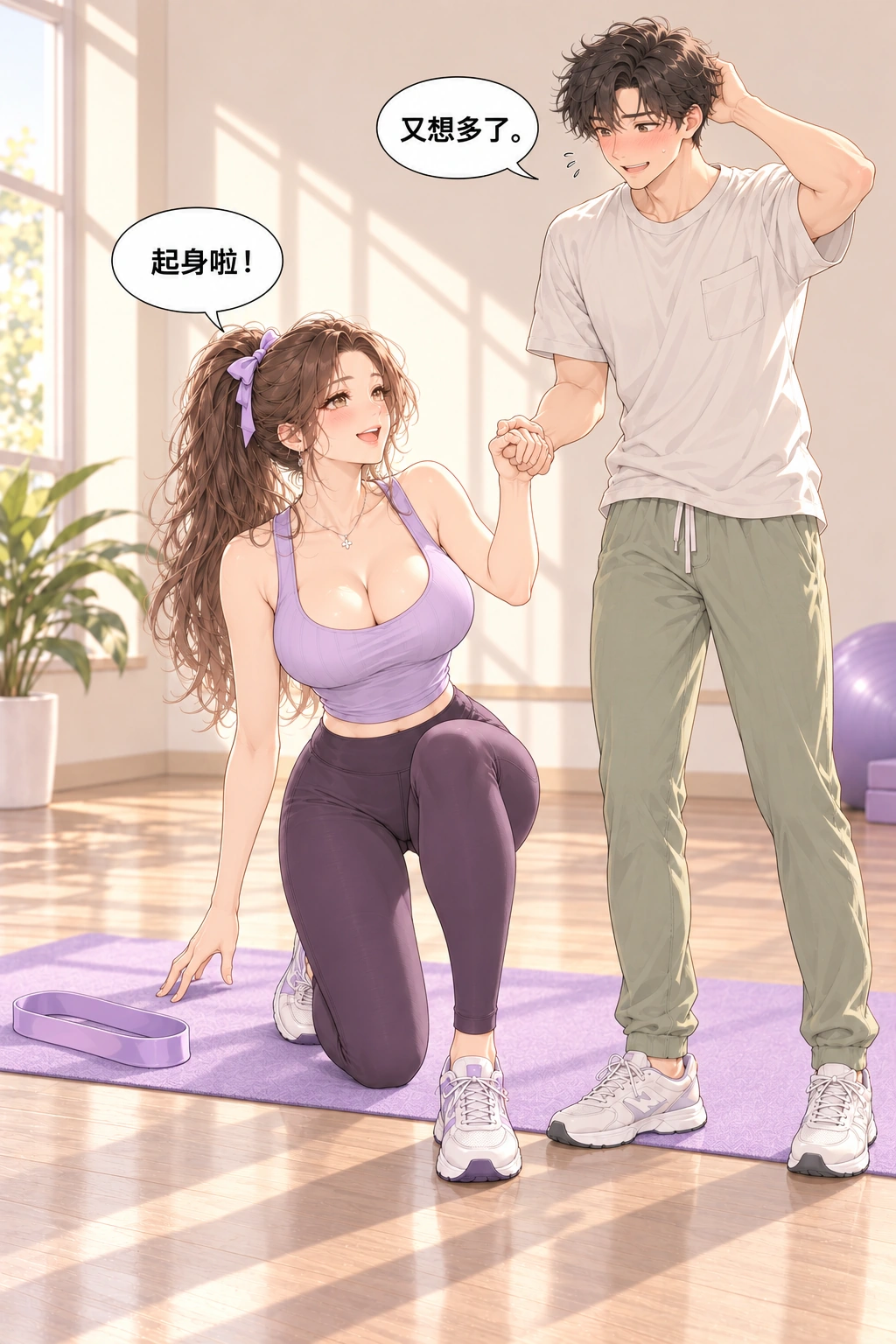 帮我拉一下漫画画面：男主帮助她站起来误会温暖收场