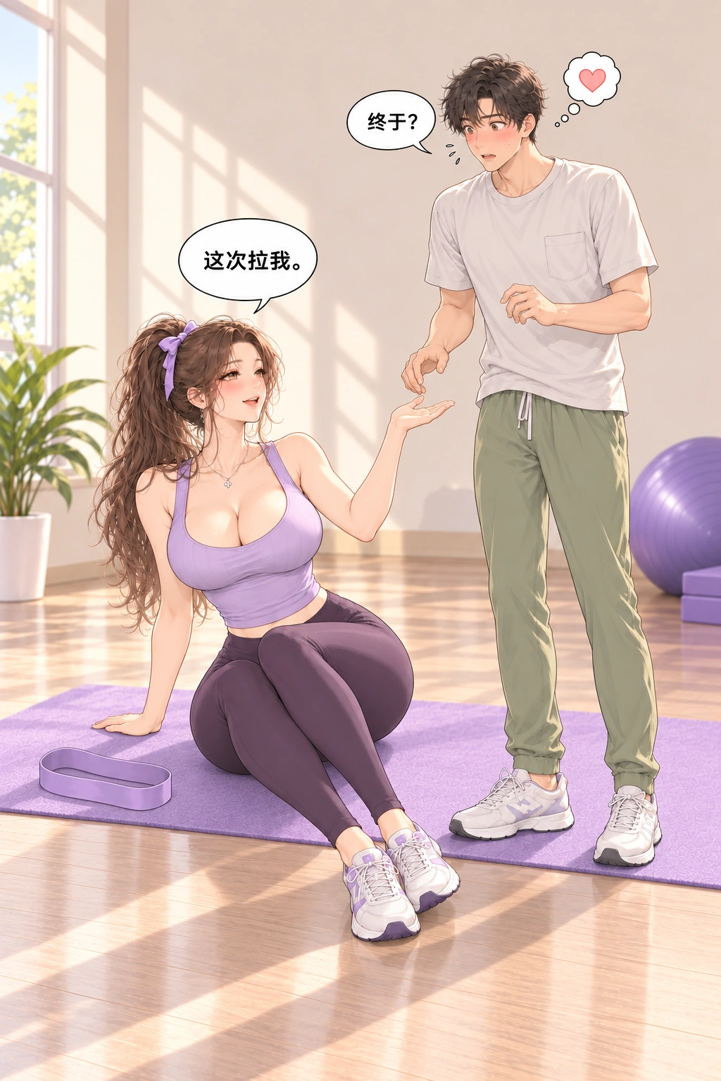 帮我拉一下漫画画面：她请求拉自己起身他再次误会