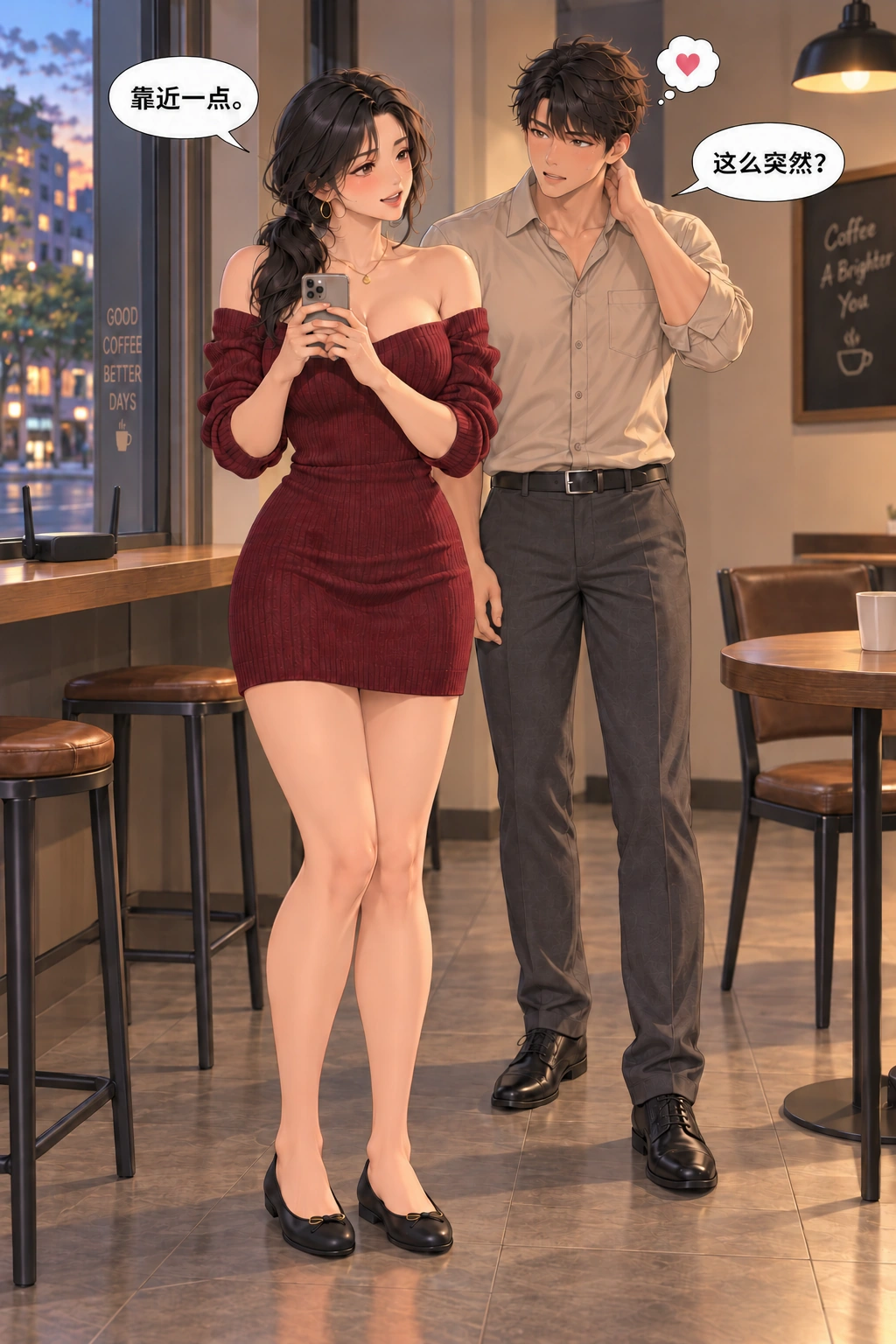 靠近一点第1格：咖啡馆里她请他靠近一点