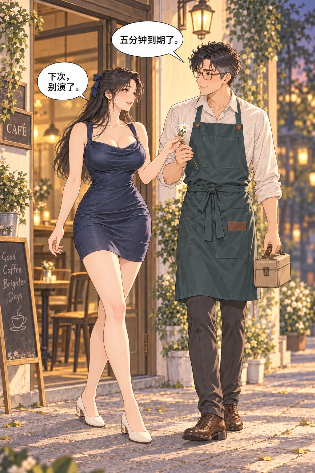 五分钟男朋友漫画画面：五分钟约定到期她邀请他下次认真约会