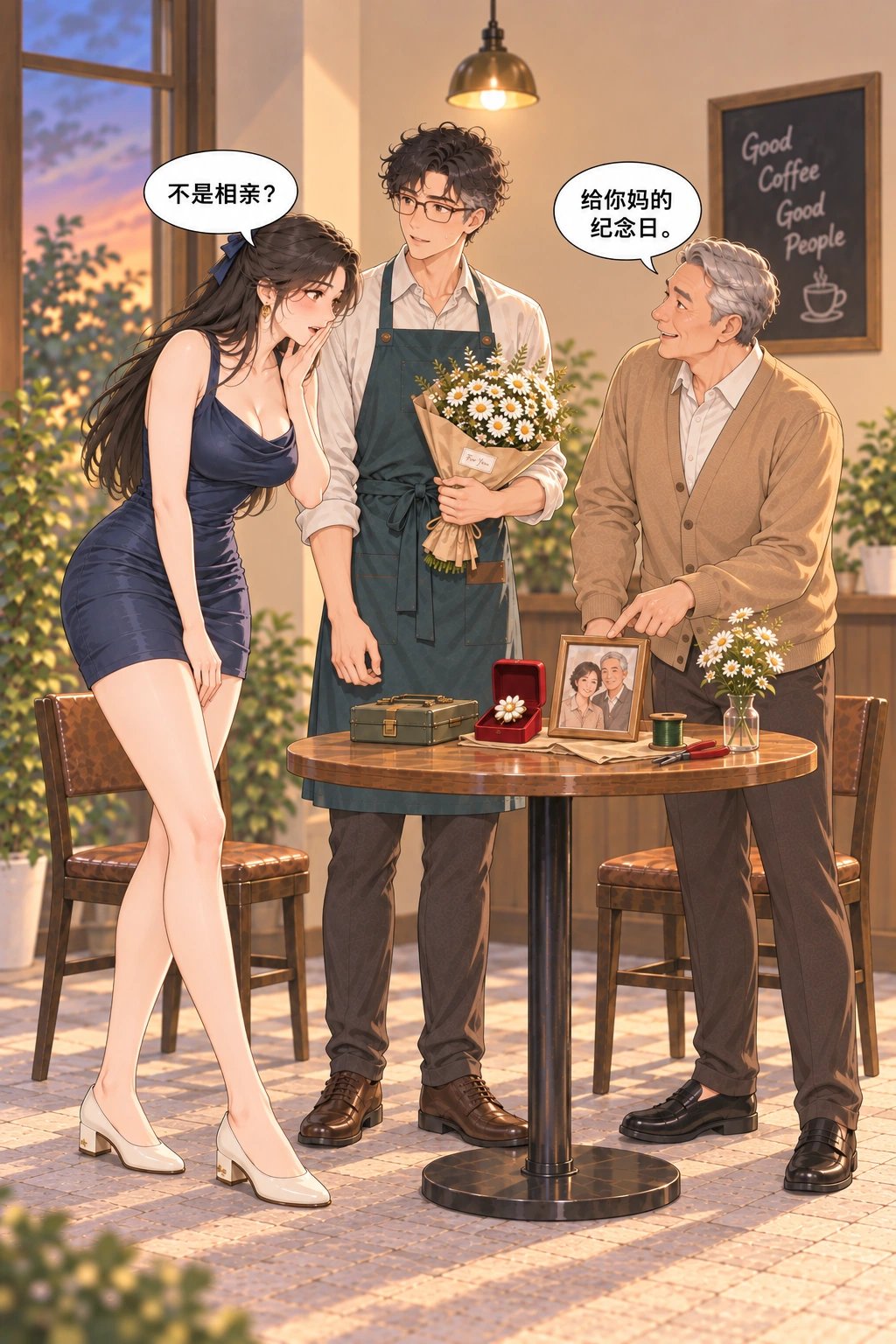 五分钟男朋友漫画画面：纪念日合照揭晓这不是相亲安排