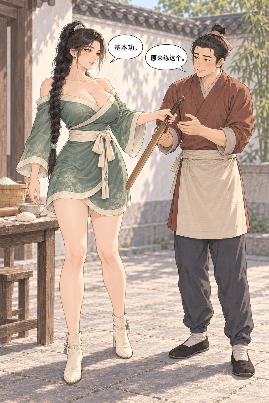 今晚陪我练漫画画面：木剑揭晓这是基本功训练