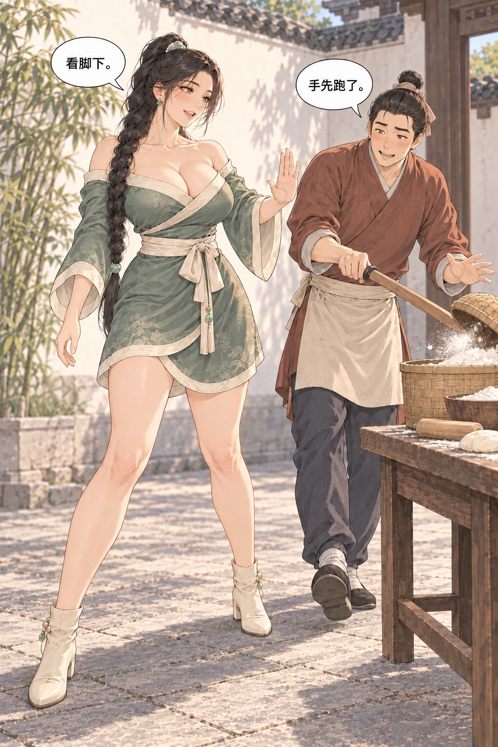 今晚陪我练漫画画面：他误碰篮盖露出做饭的材料
