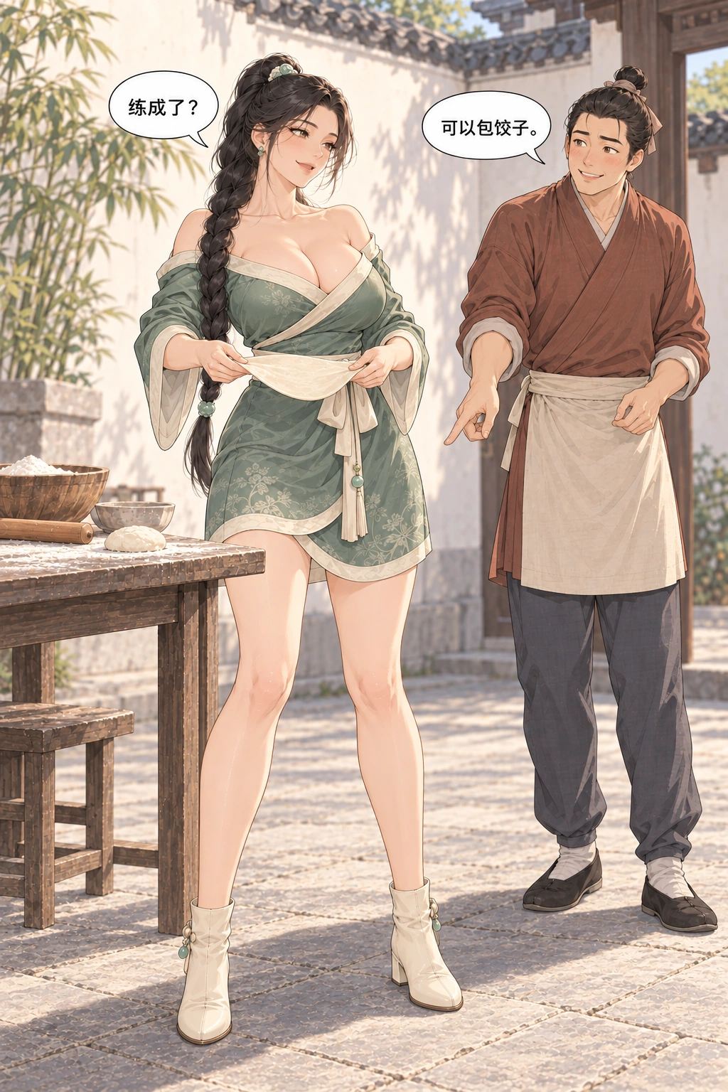 今晚陪我练漫画画面：面皮擀好可以包饺子