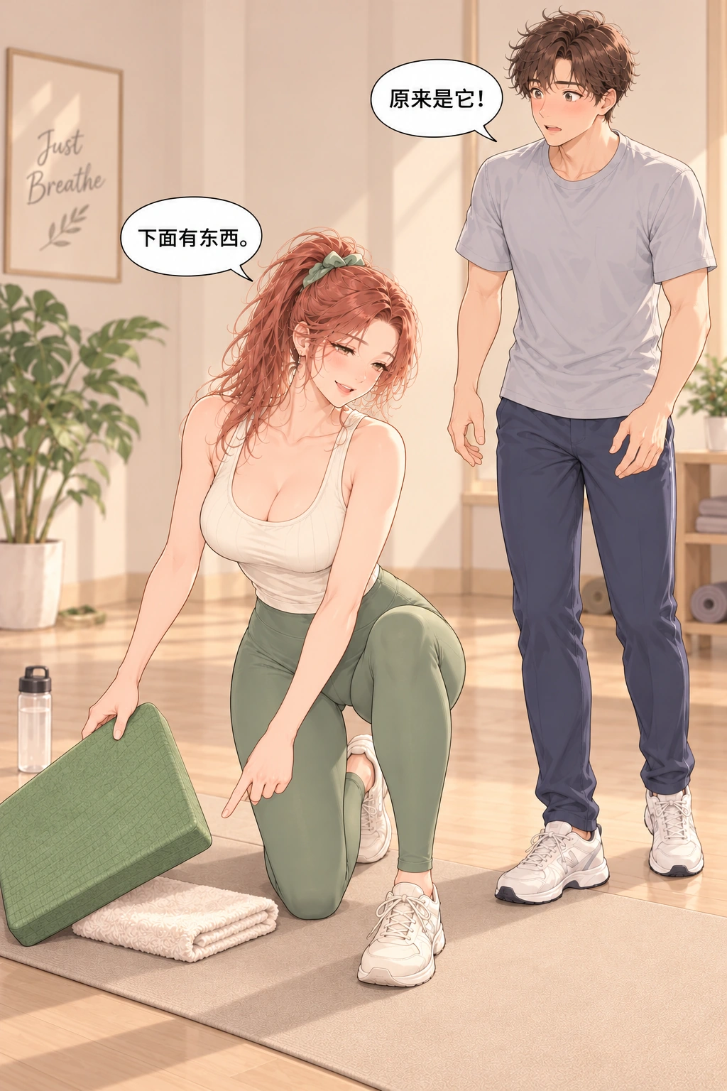 扶稳再放手漫画画面：发现垫子下面压着毛巾