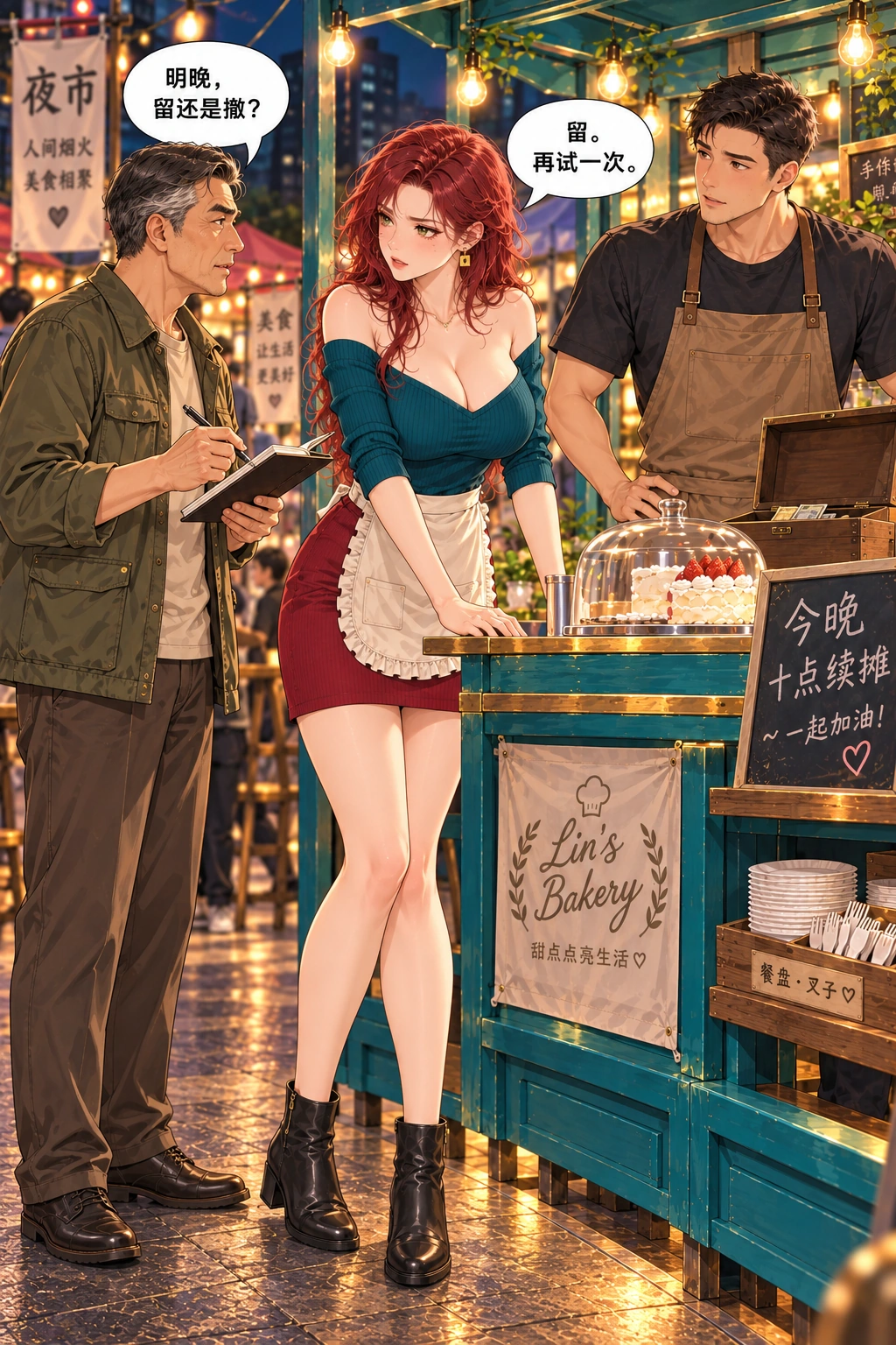 夸我可以,先付钱漫画画面:续摊期限将至,女主选择再用剩余库存试卖