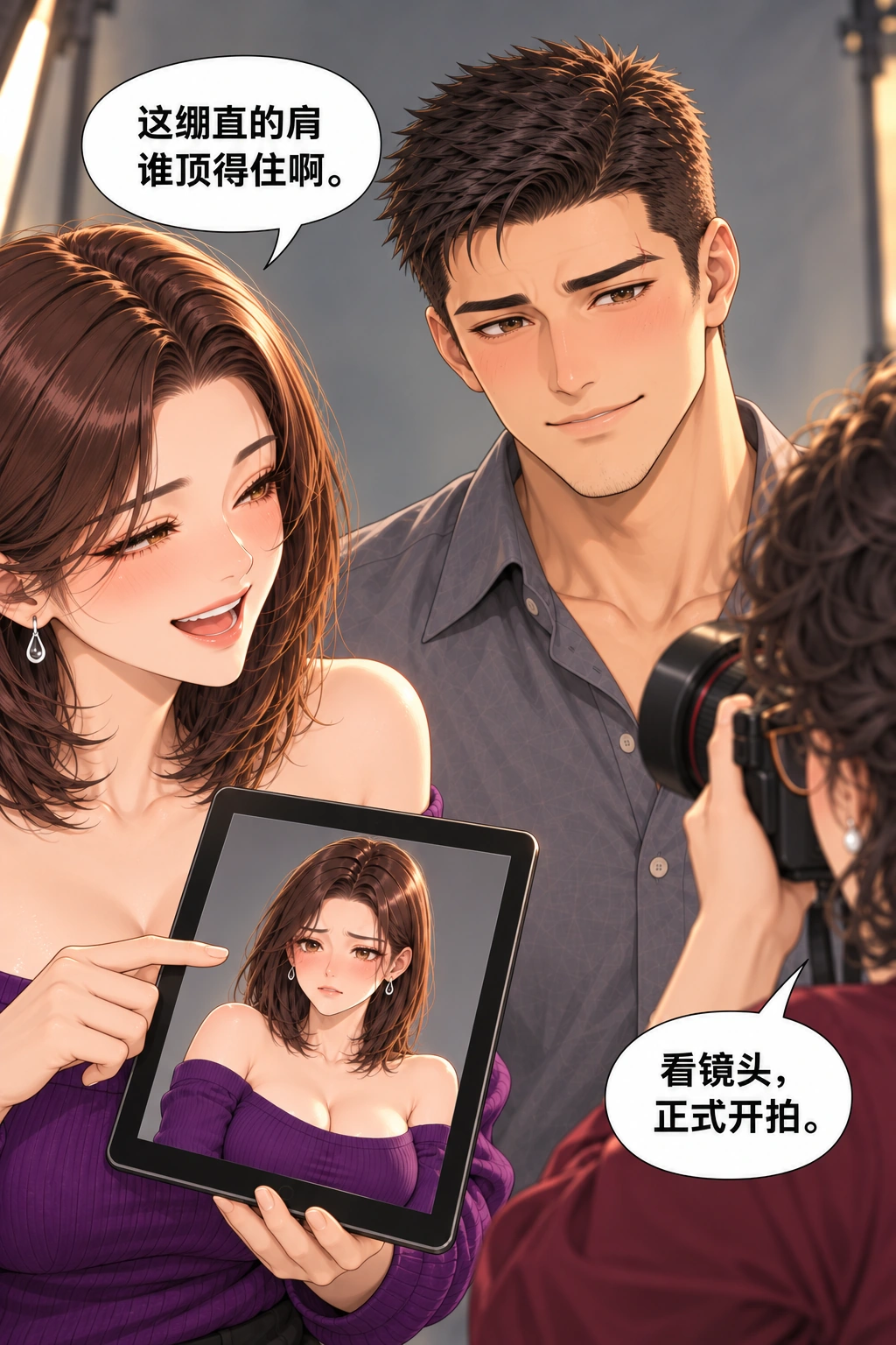 拍个照至于吗漫画画面：轻松打趣让程默卸下所有紧绷感
