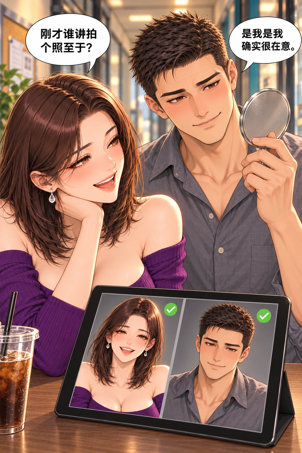 拍个照至于吗漫画画面：两张新鲜预览效果比预想还舒服