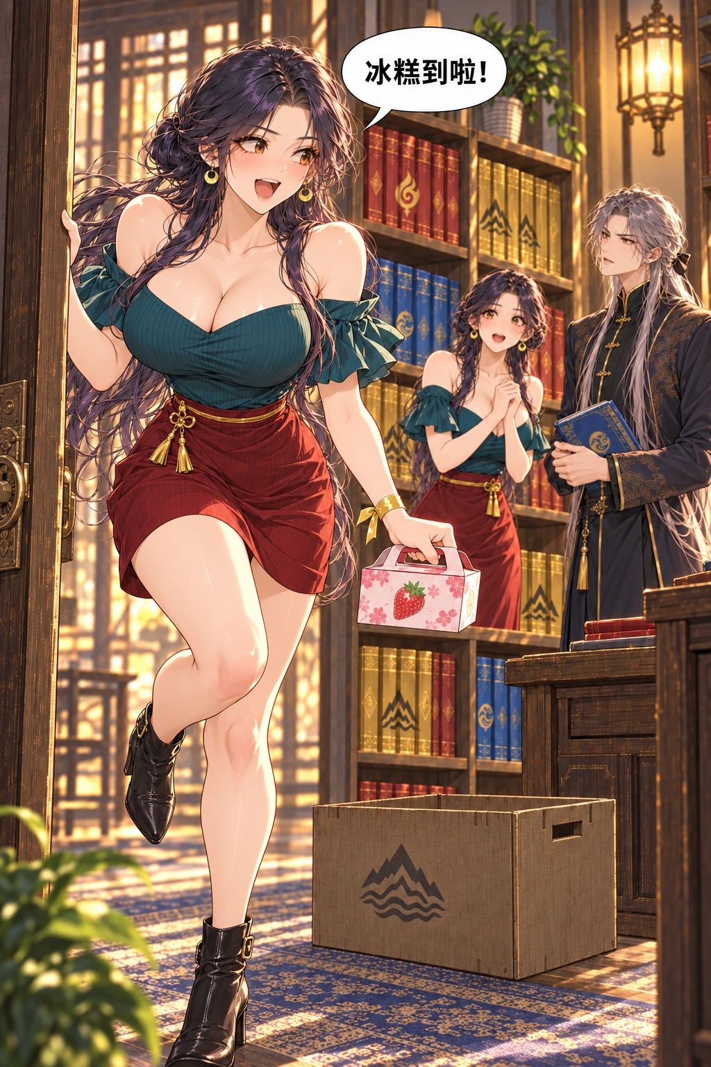 分身比我先下班？漫画画面：《分身比我先下班？》：分身带着唯一一盒冰糕返回