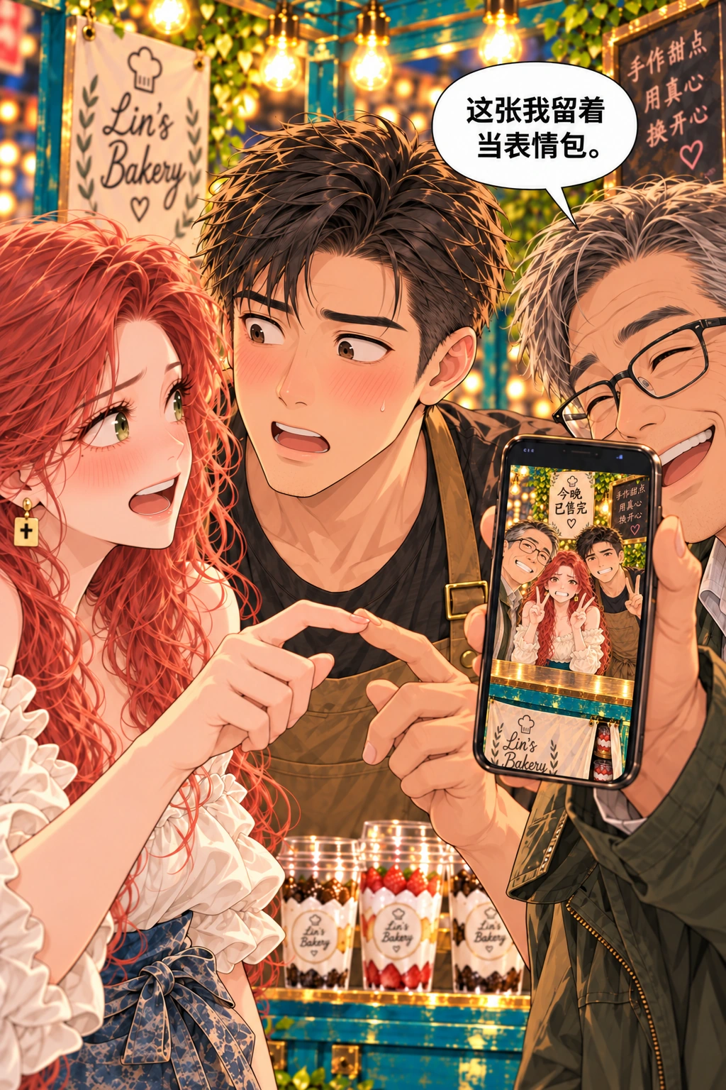 这张别发家里！漫画画面：《这张别发家里！》：第一张仍在父亲手机，尴尬变成共同保留的笑料