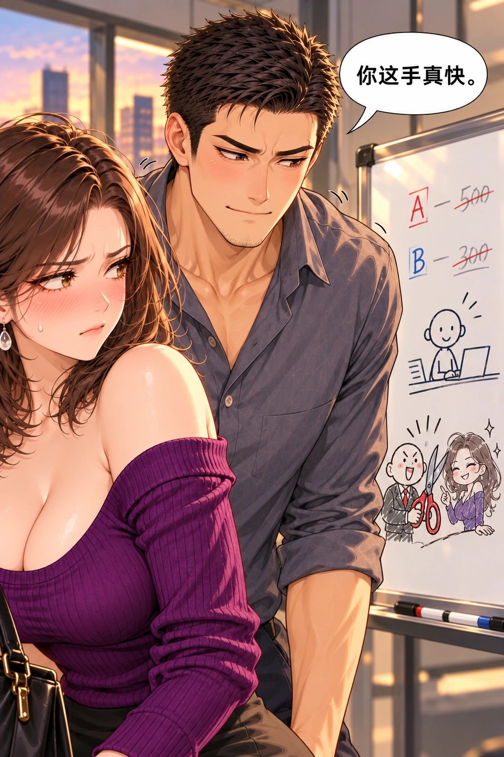 别把这格擦了漫画画面：《别把这格擦了》：她误判他的笑，紧张升级
