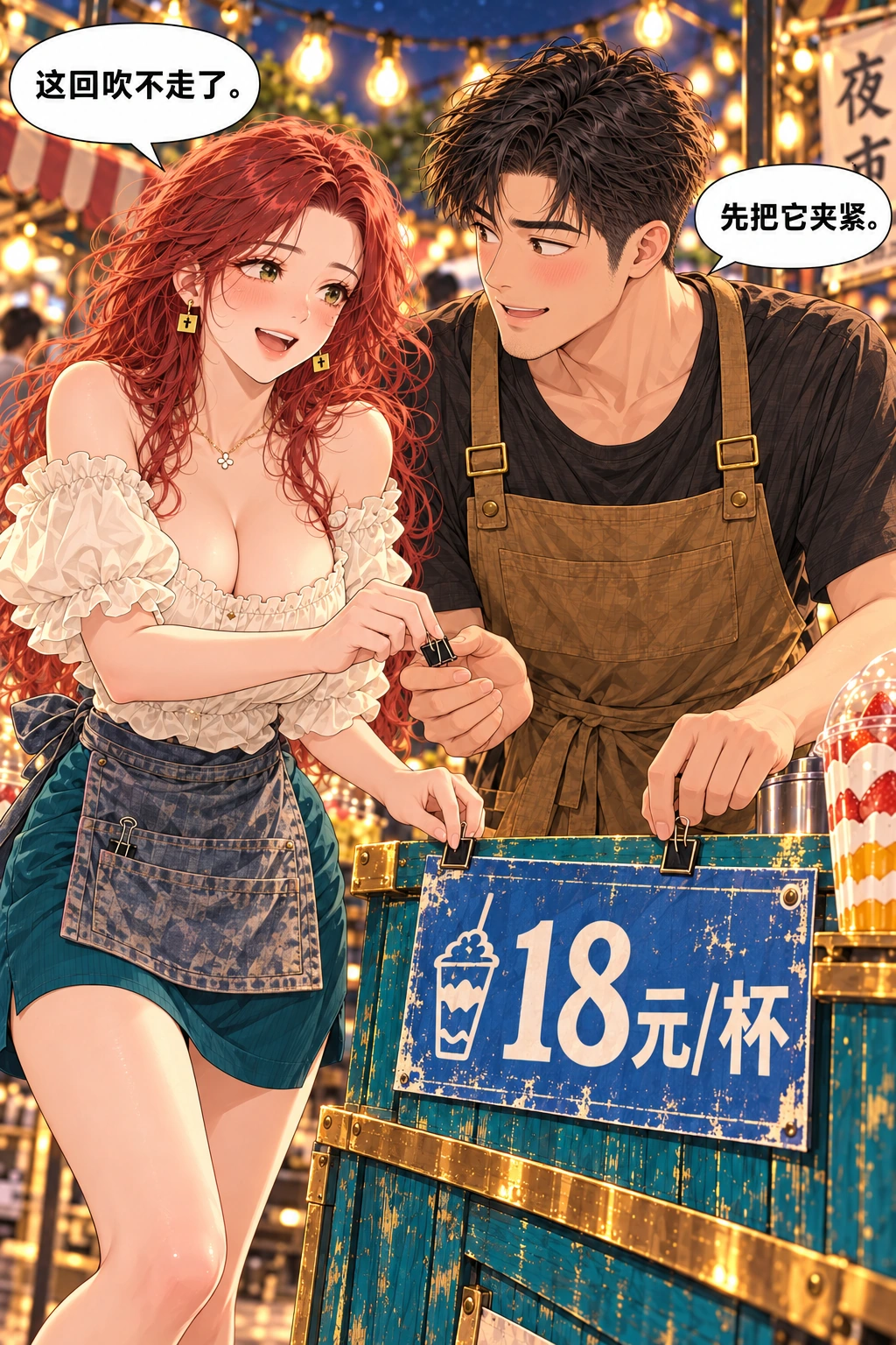 被风拐走的价牌漫画画面：《被风拐走的价牌》：牌不再乱吹，合作以真实损失和小小亲近收尾