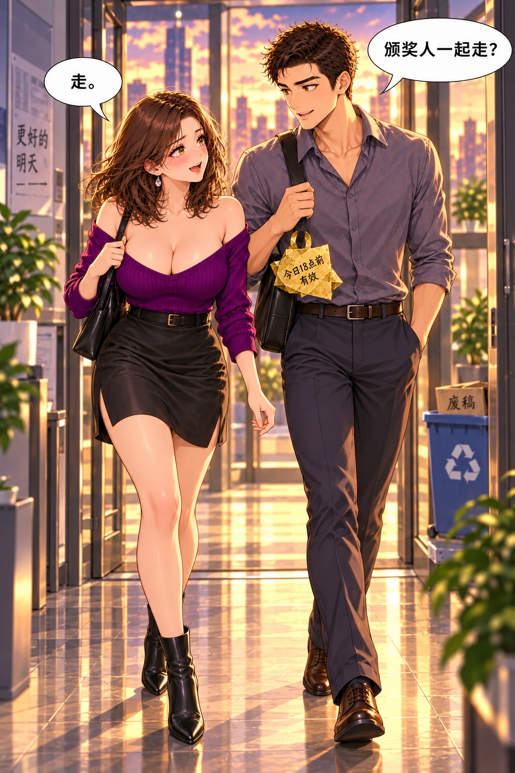 别把奖扔了漫画画面:《别把奖扔了》:未完美的奖留下,二人真的准点同行