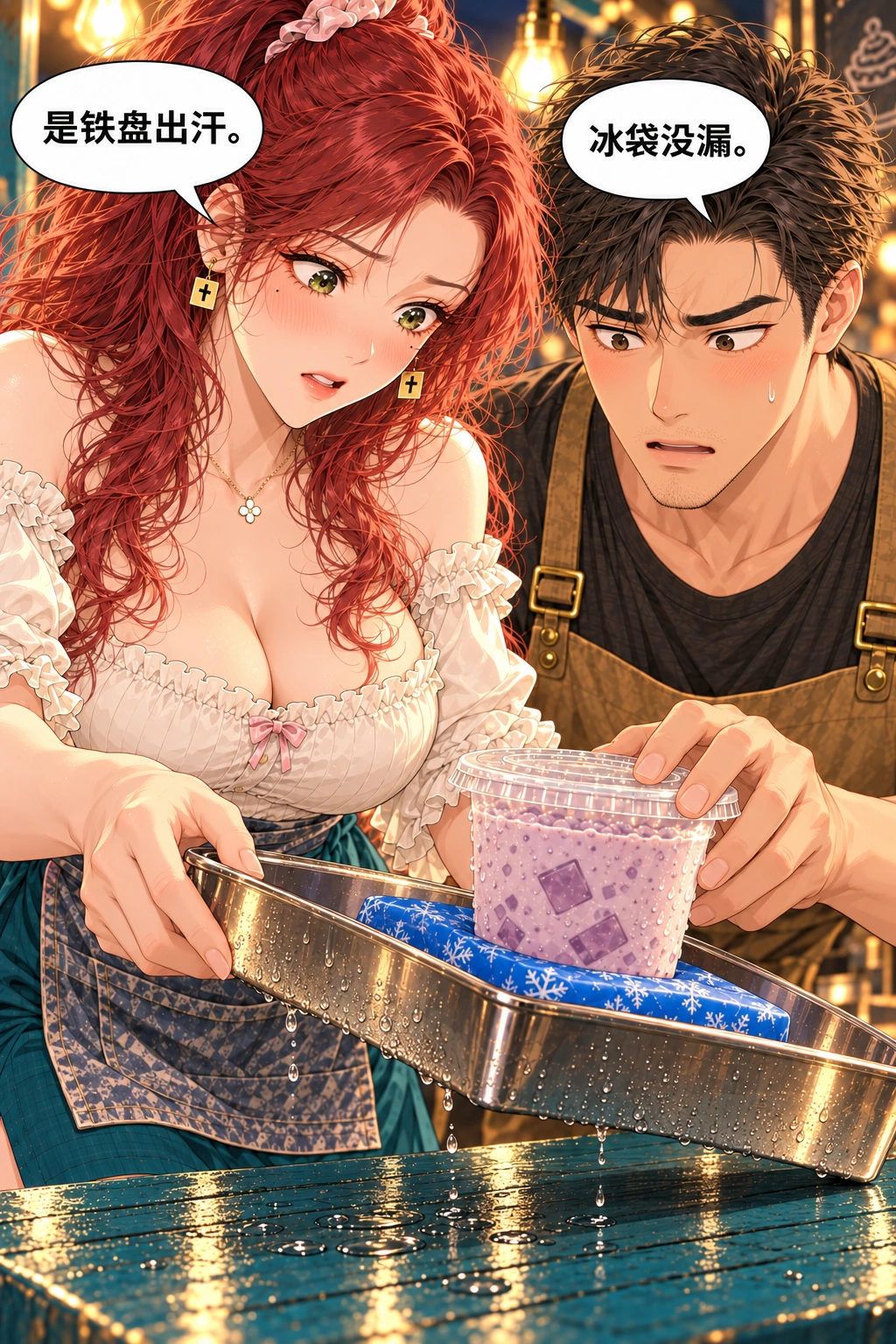 都说了别动漫画画面：《都说了别动》第6格：周予翻起托盘露出封口完好且外表干燥的冰袋，凝水只在金属托盘外壁；林绛手指沿托盘外壁的水珠擦过，终于明白。样品盒始终密封。