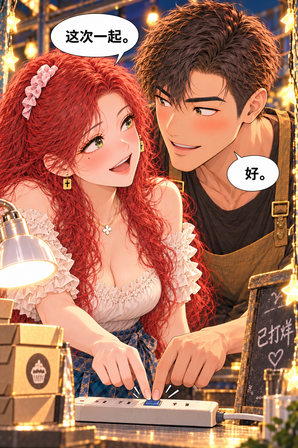 鬼摊还营业吗漫画画面：《鬼摊还营业吗》第8格：由开场争抢到收尾协调，关系小步靠近