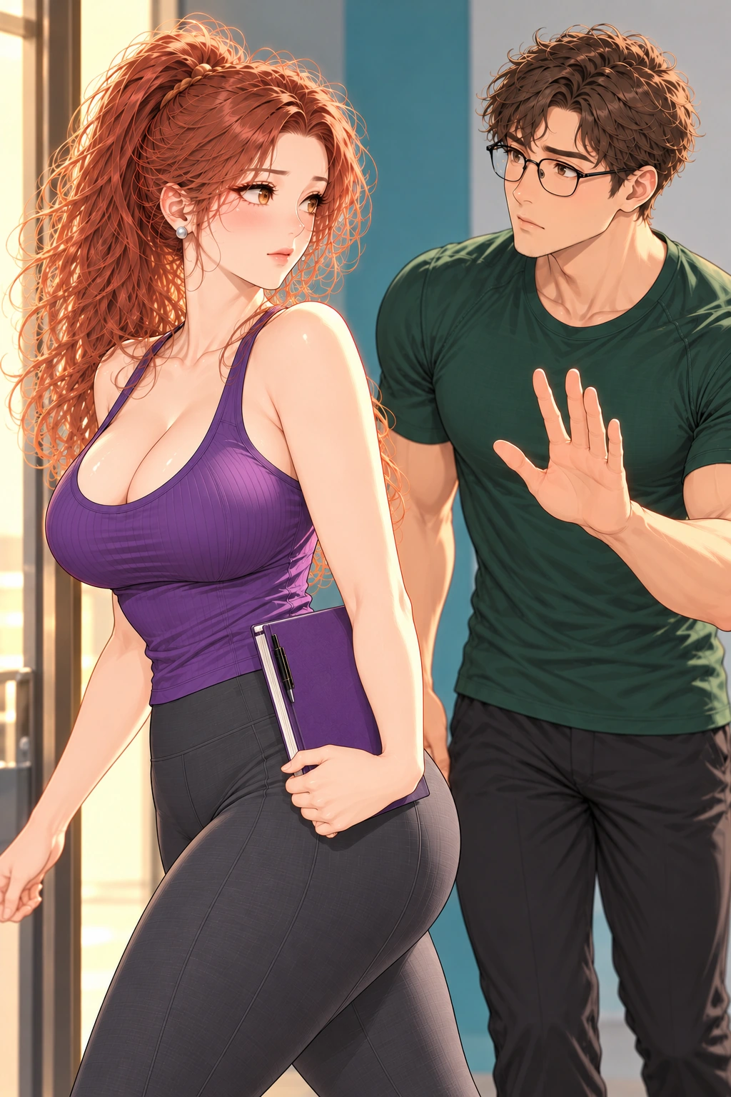 健身区的两指乌龙漫画画面：补救从增加训练又误跳到结束训练。