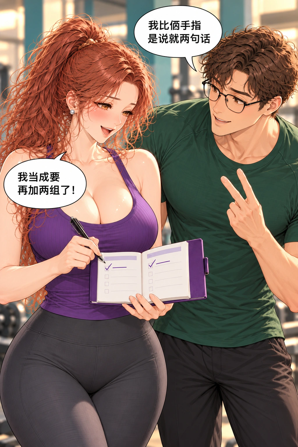 健身区的两指乌龙漫画画面：两句和两组的分歧说清，看到静音比说话更忙。