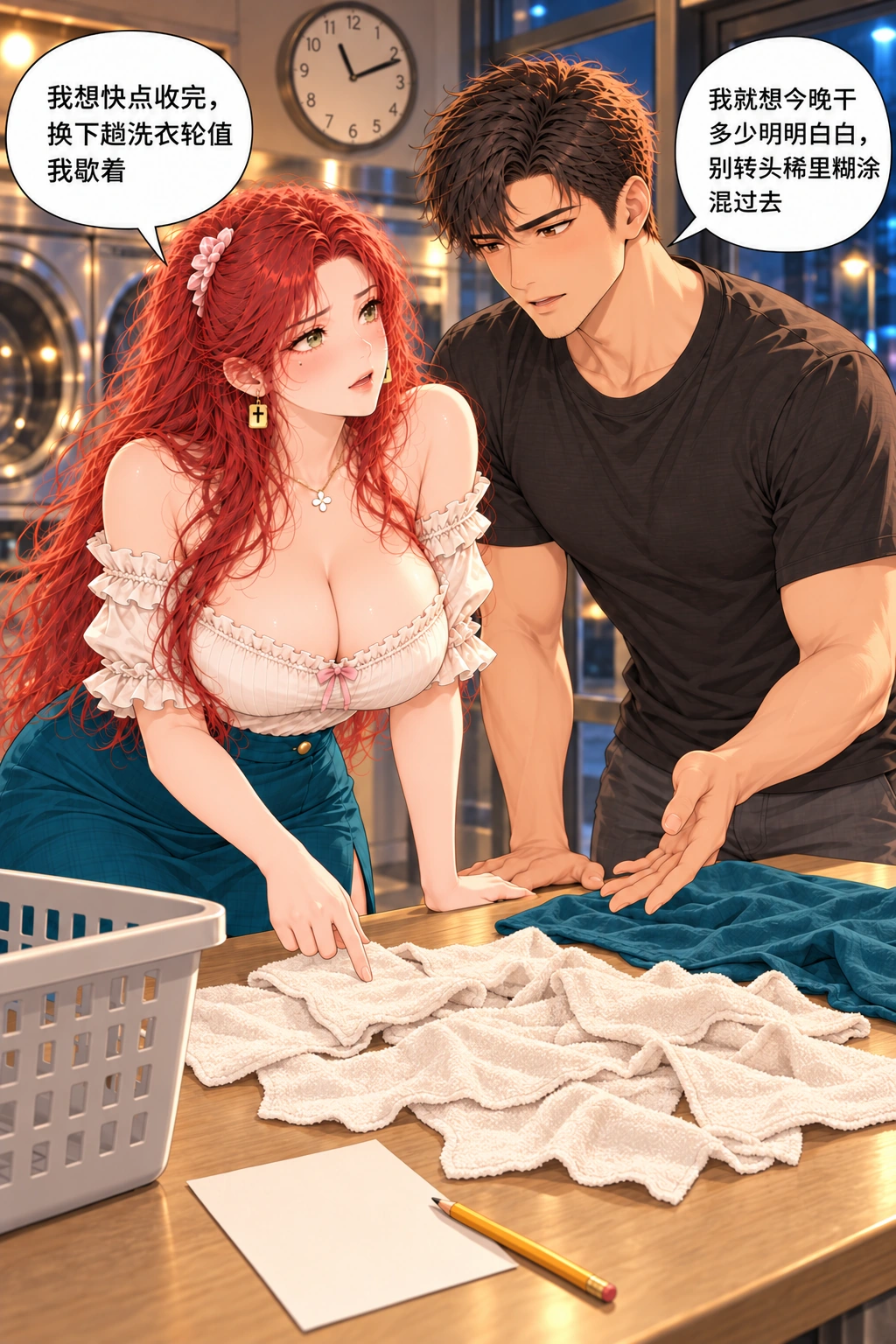 这一分算谁的漫画画面：两人的目标公开，寻找公平办法而非猜心。