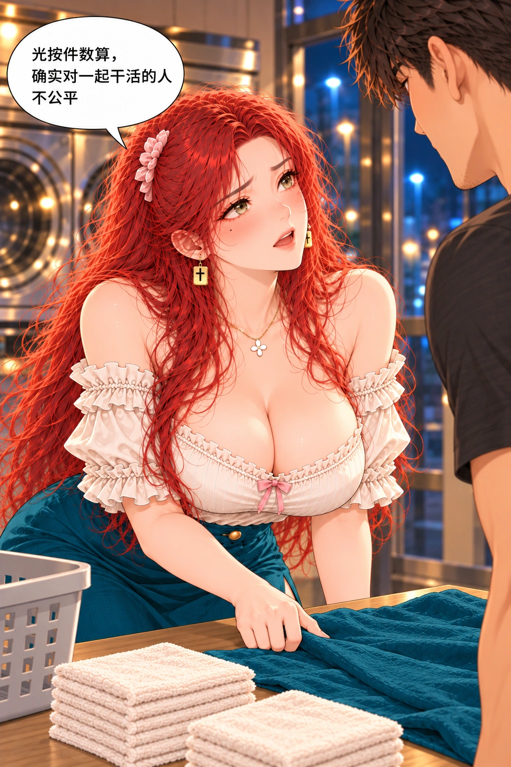 这一分算谁的漫画画面：她承认按件数并没计到合作劳动，而非刚懂又无故闲晃。