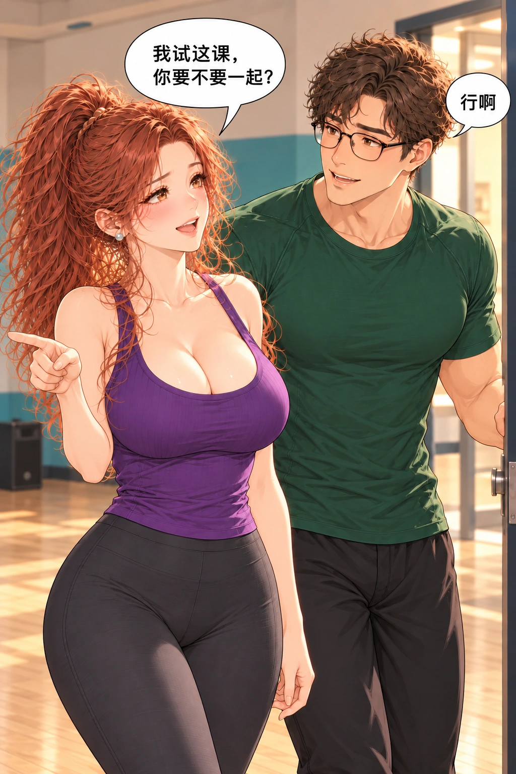 脚还在等谁漫画画面：先问意愿的成长保留，两人主动参加新课。