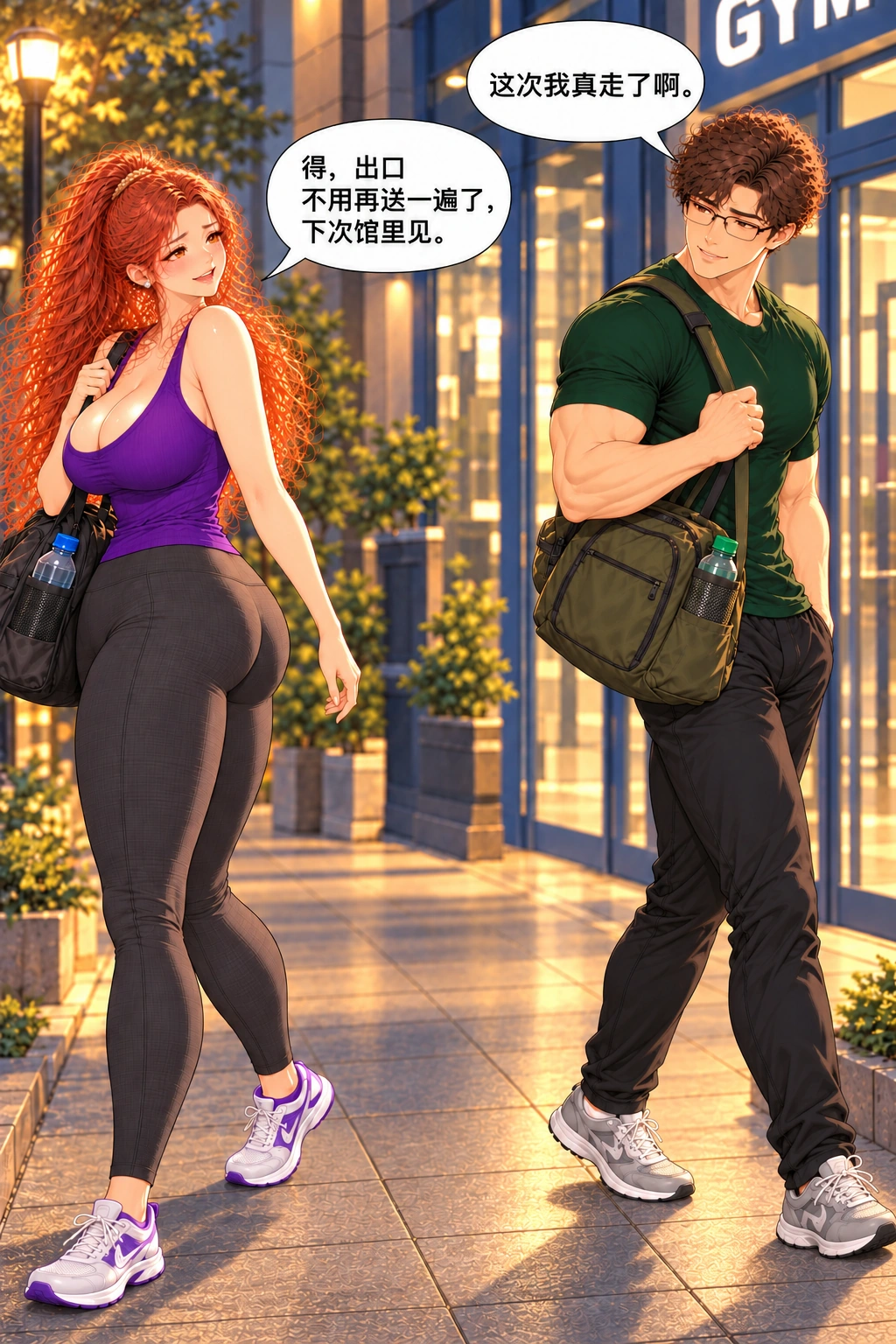 说走又没走漫画画面：《说走又没走》：这次真离店并在普通人行道各朝回家方向走，结束告别循环。