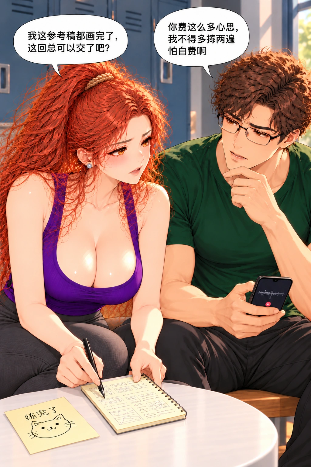两位甲方先下班漫画画面:《两位甲方先下班》:两人均感到自己在等对方验收,而不再轻松闲聊