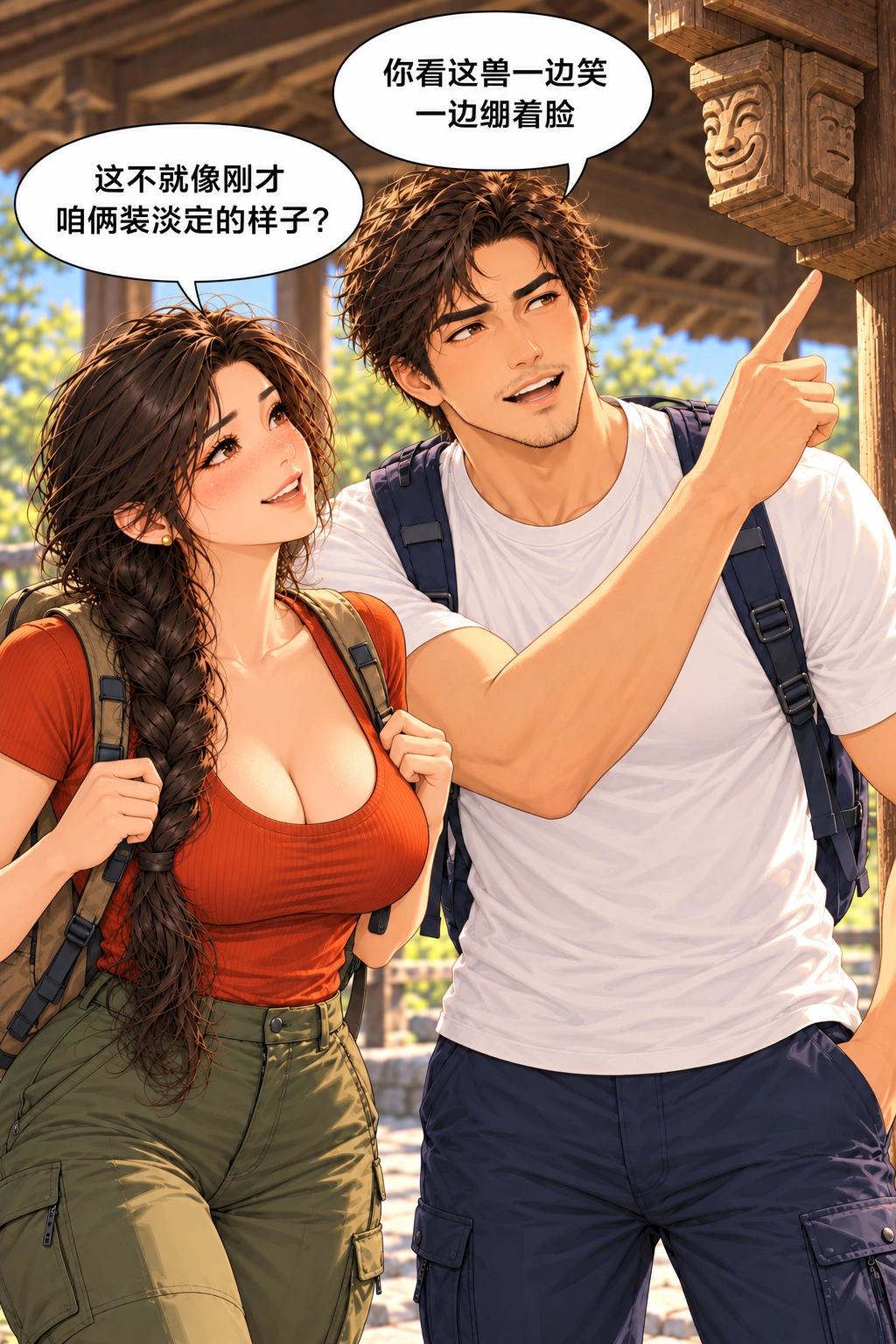 空着的半句话漫画画面:《空着的半句话》:半句话这次真有人接;普通雕刻成为二人共同的装淡定笑话,不是奇遇奖励。