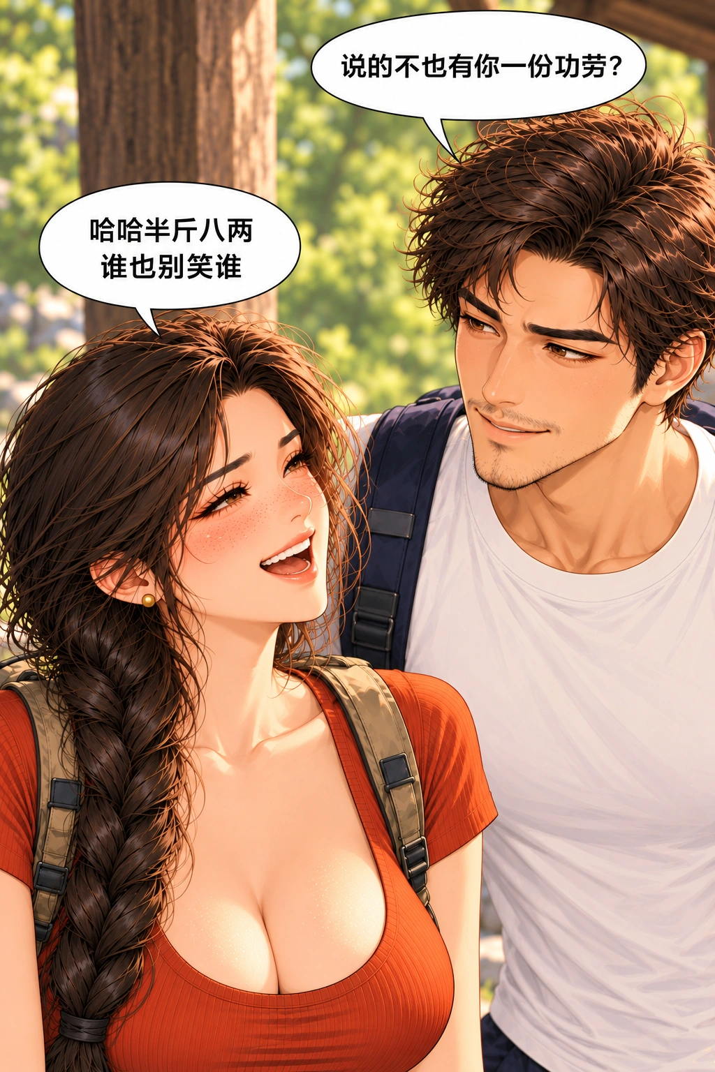 空着的半句话漫画画面:《空着的半句话》:她也把自己算进笑话,互相能接话但不立永久约定或确认恋人。