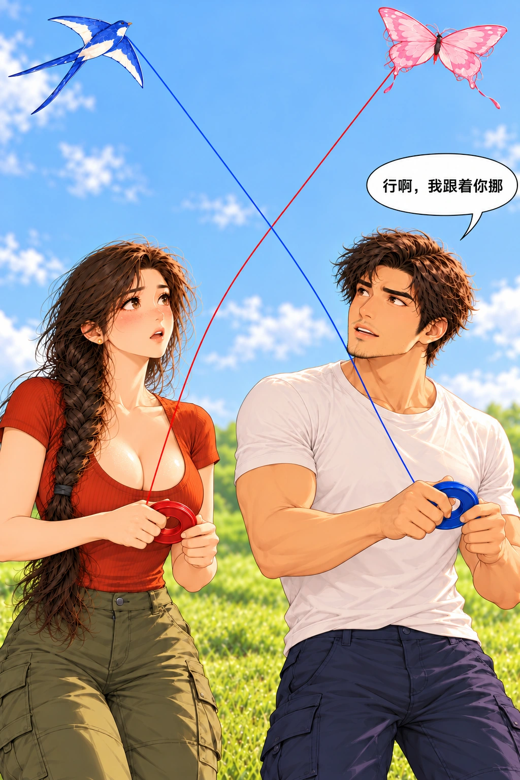 天上成双,地上成团漫画画面:《天上成双,地上成团》:跟随移位也由他选择,实际这一次筝的位置交错而出现X。