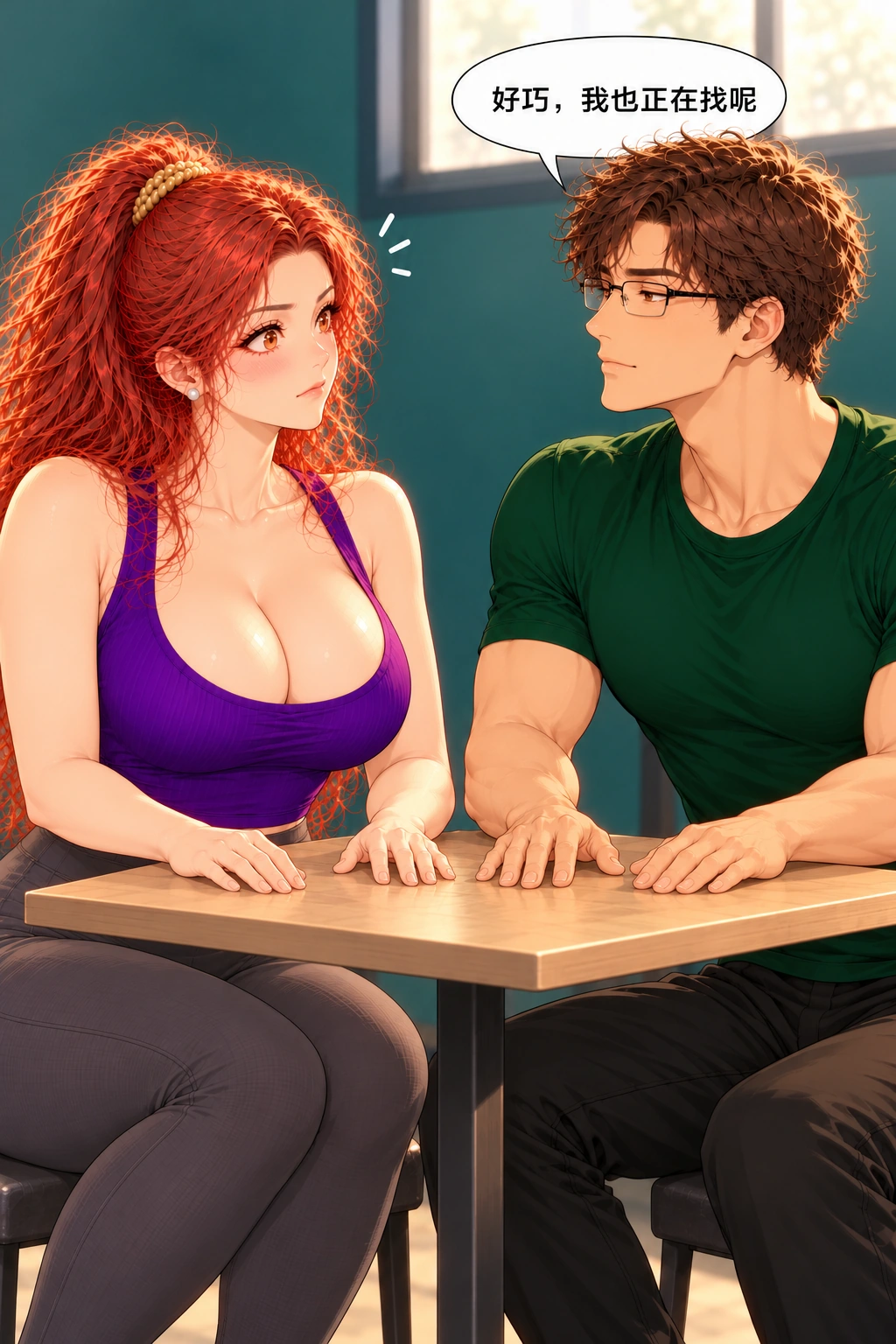 冠军脸没绷住漫画画面:《冠军脸没绷住》:男把她的招拿来反攻,女看自己被模仿出现新风险,胜机互换。