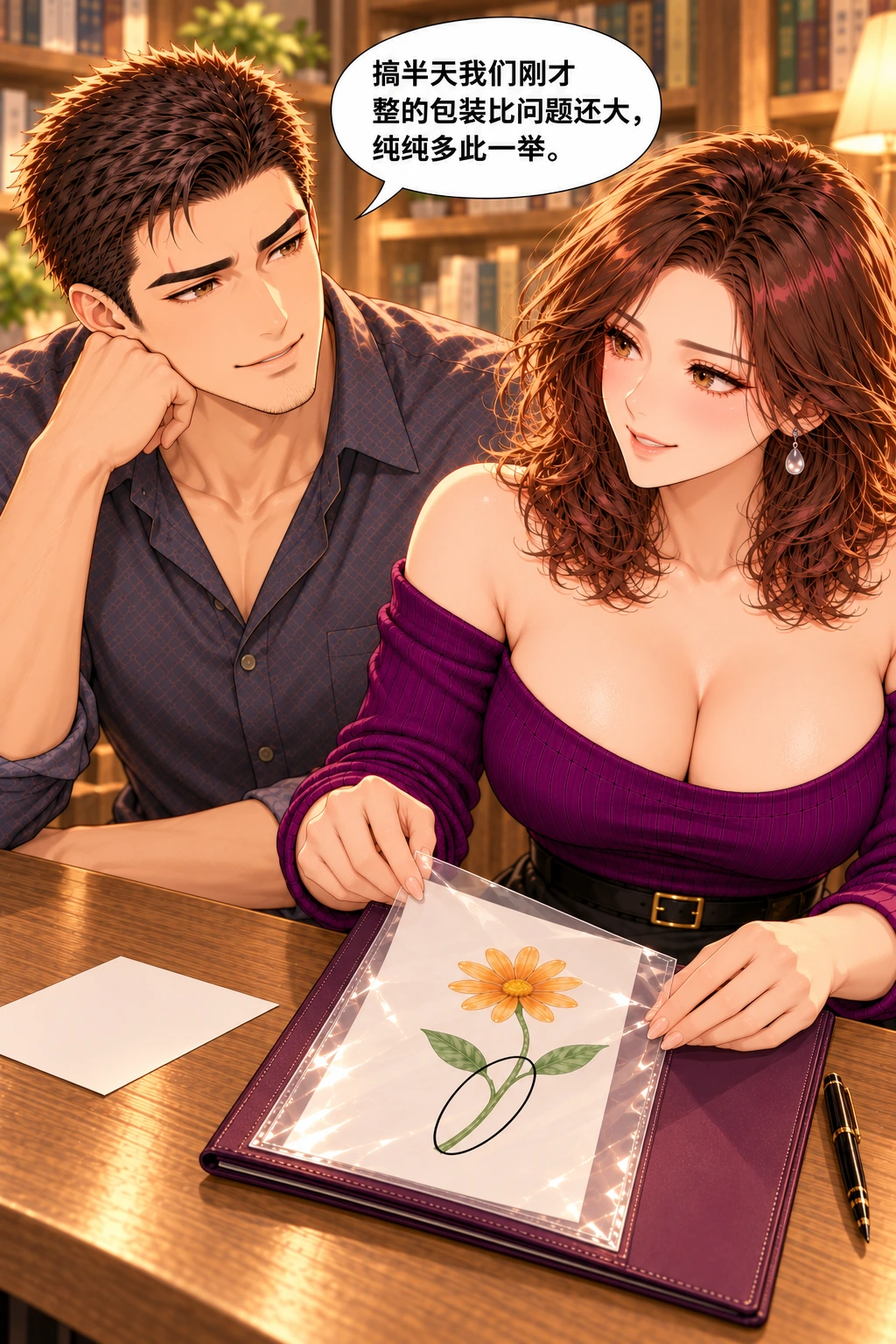 问题里没有花漫画画面:《问题里没有花》:前面藏到底的歪花现在真实放外面;两人能围绕她的实际选择交流,包装的无效那轮没有补回。