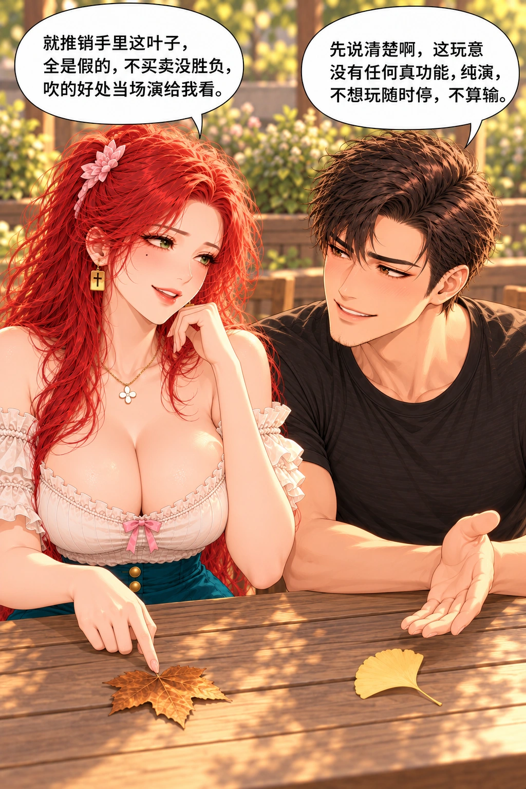 叶子先下班漫画画面:《叶子先下班》:双方知道没有真功能、买卖或胜负,游戏获得明确同意