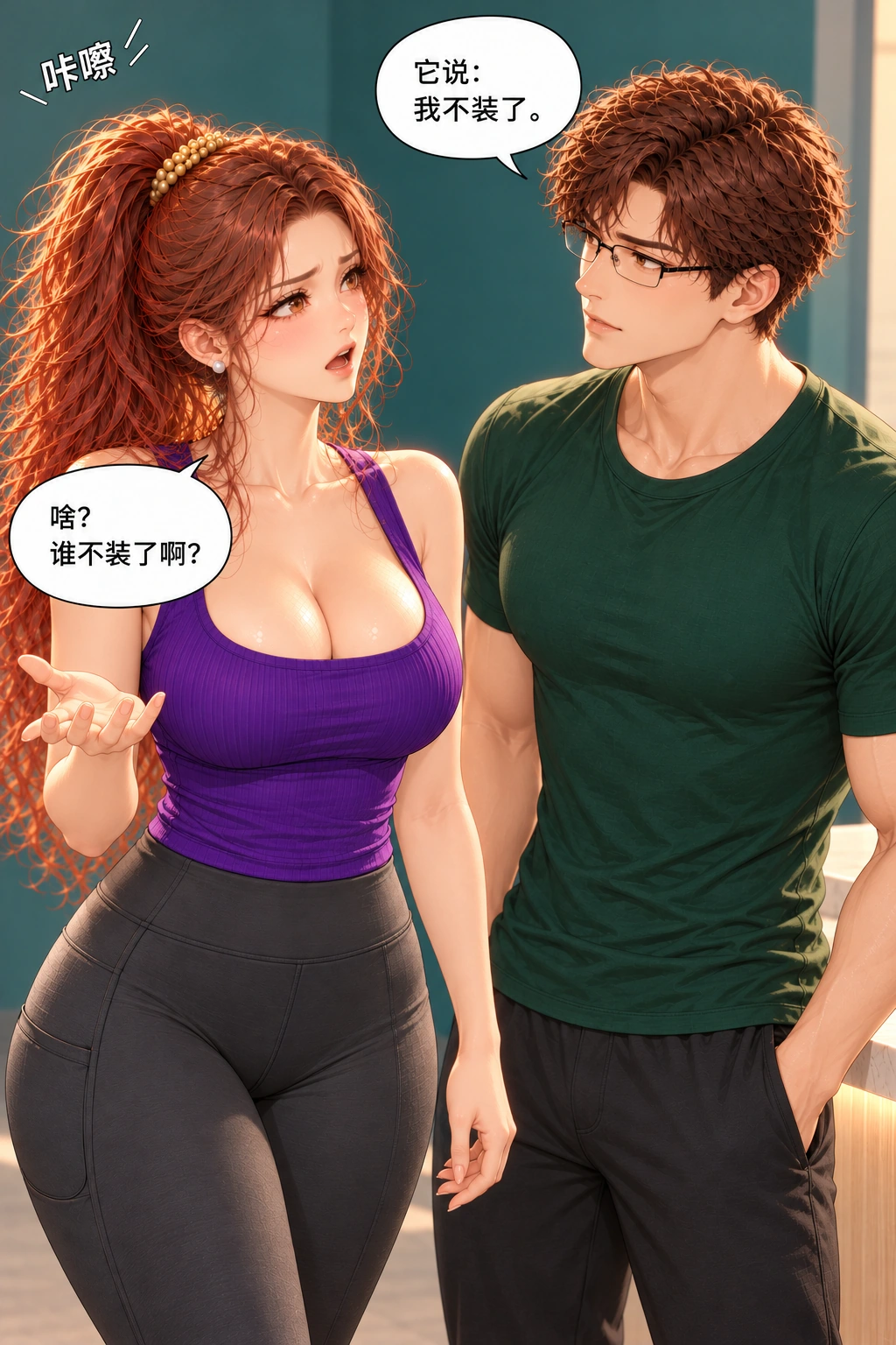 这张像在听课漫画画面：《这张像在听课》：第二张实际拍成严肃提问，新方案造成了另一种不自然状态