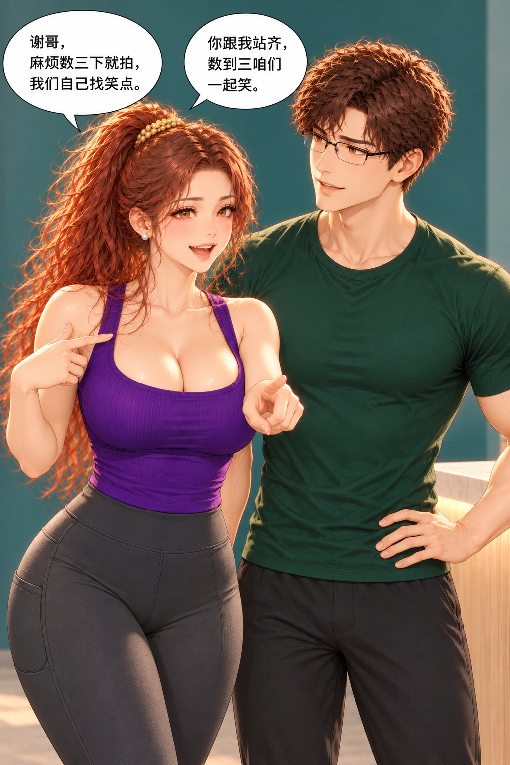 这张像在听课漫画画面：《这张像在听课》：她把想拍自然笑变成了站齐与数三下的执行任务