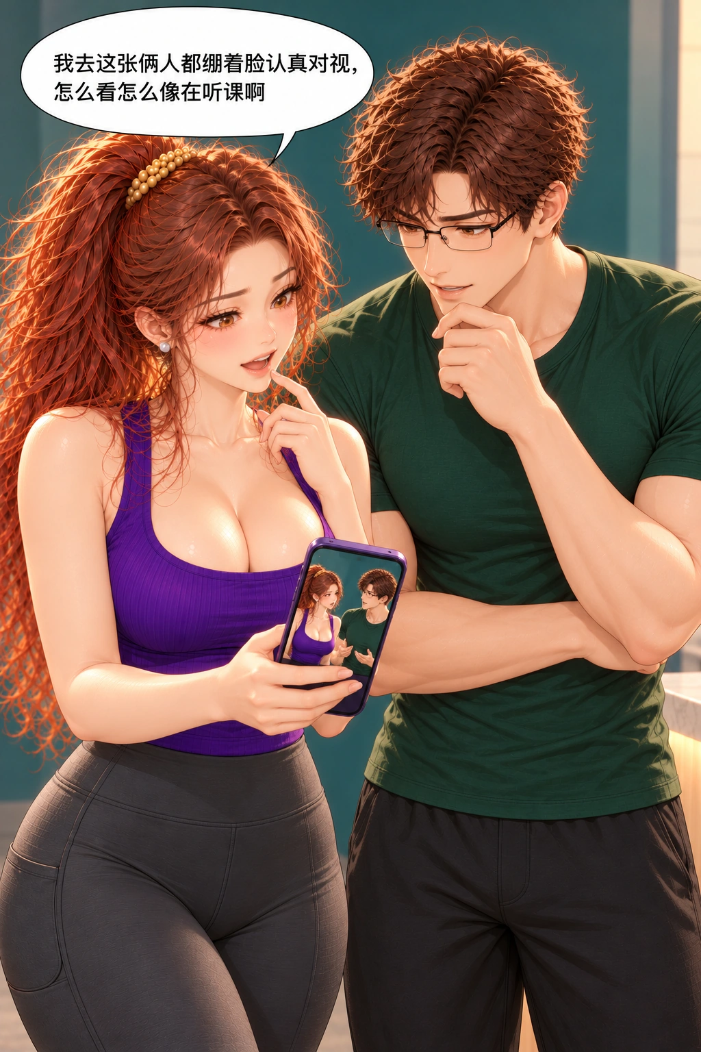 这张像在听课漫画画面：《这张像在听课》：二人亲眼确认第一次没拍到想要的笑，反而像听课