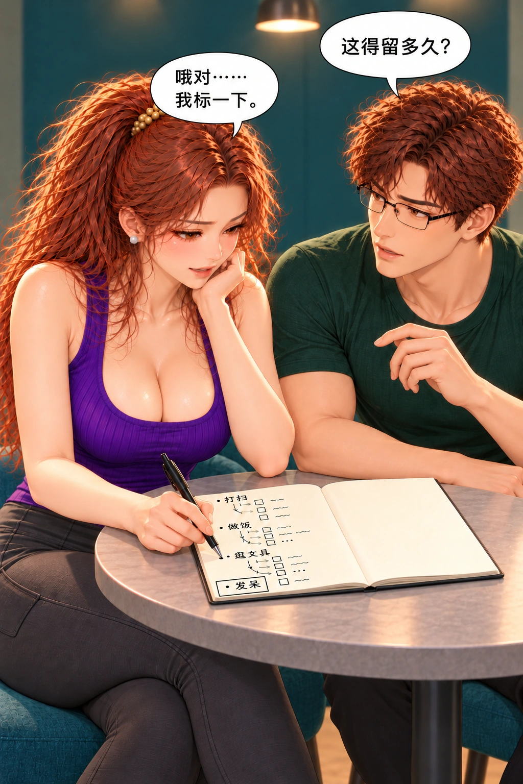 发呆也要打卡漫画画面:《发呆也要打卡》:她想用一个框保护空白,询问多久却又触发细排。
