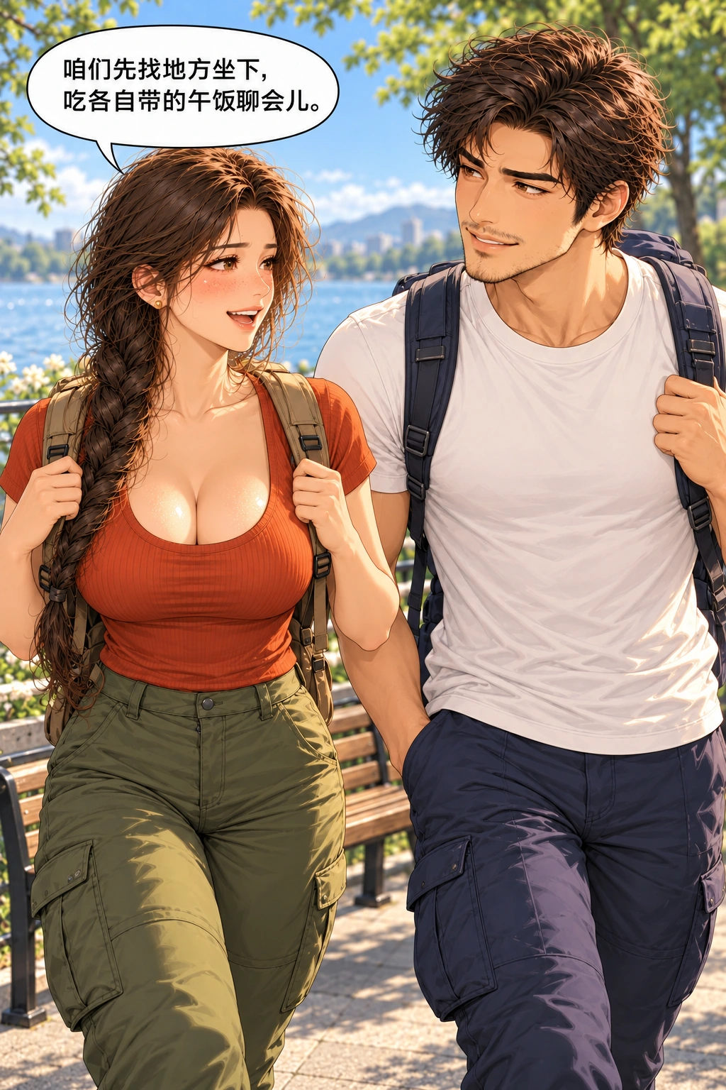 嘴先到终点漫画画面:《嘴先到终点》:先把共同想坐下吃各自饭聊天的本次目标说清,不发明强制谁都不许先吃的承诺。